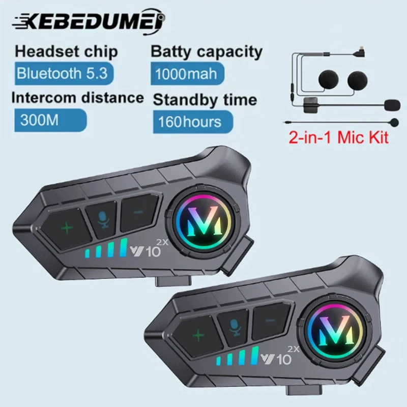 Universal Motorcycle Helmet Intercom Headset - 1/2x Motosiklet Interkom Kask Kulaklığı 300M