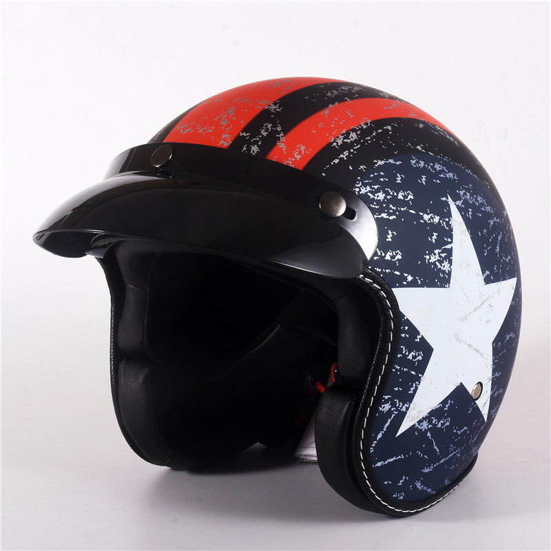 Vintage Open Face Retro Helmet - Yarım yüz bağbozumu motosiklet Kask Retro
