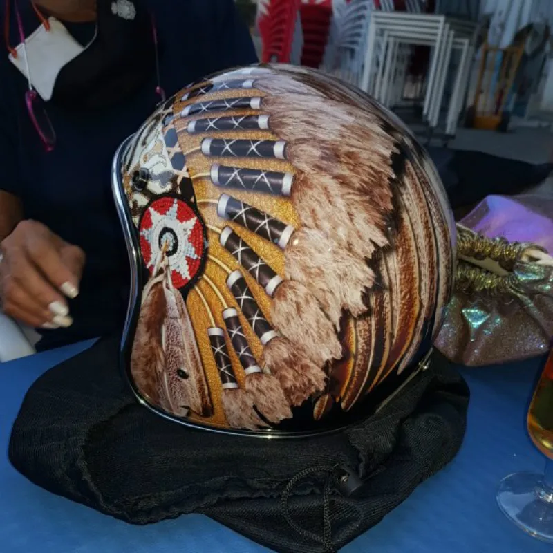 Vintage Open Face Retro Helmet - Siyah Vintage motosiklet kask açık yüz