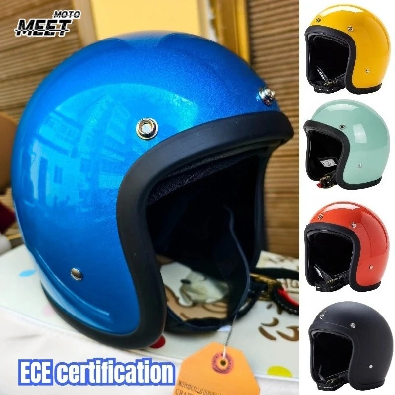 Vintage Open Face Retro Helmet - Japon Kore Tarzı Açık Yüz Motosiklet