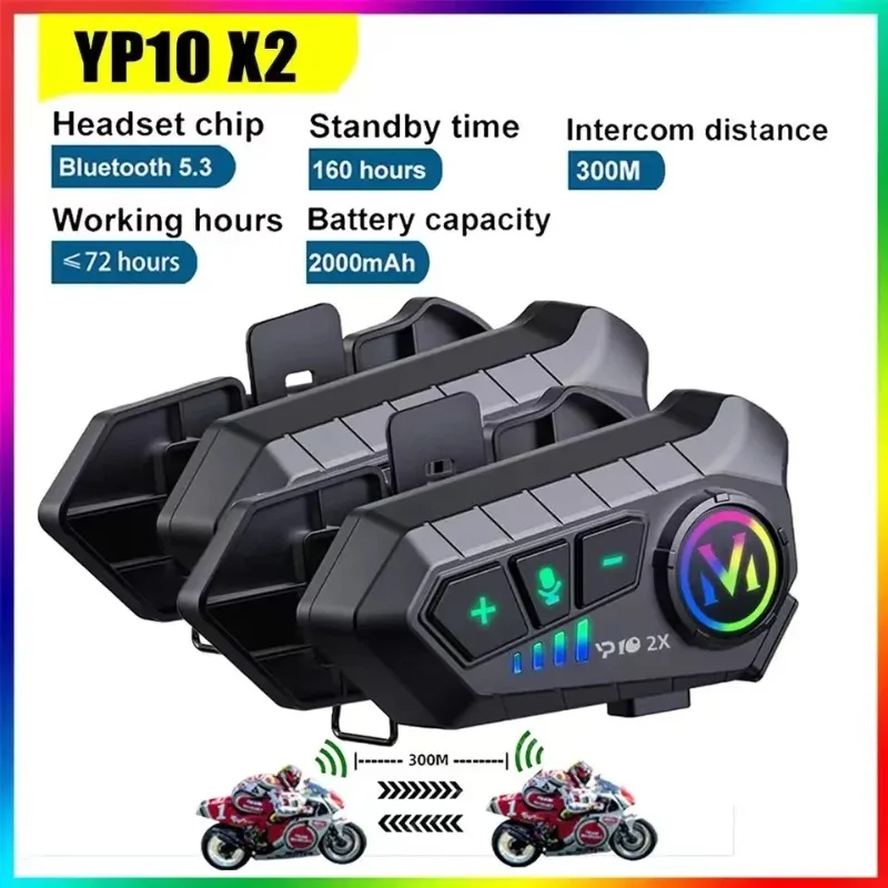 Universal Motorcycle Helmet Intercom Headset - Y10 2X Bluetooth motosiklet kask interkom