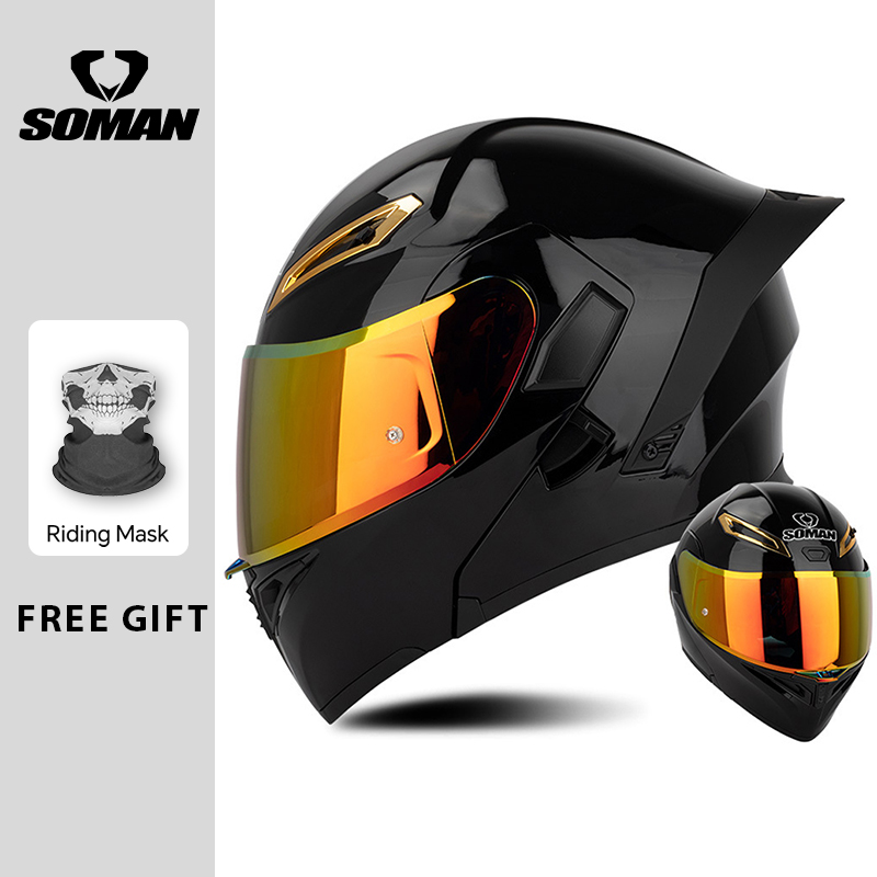 Dual Visor Motorcycle Racing Helmet - Unisex DOT Onaylı Çift Vizörlü Açılır