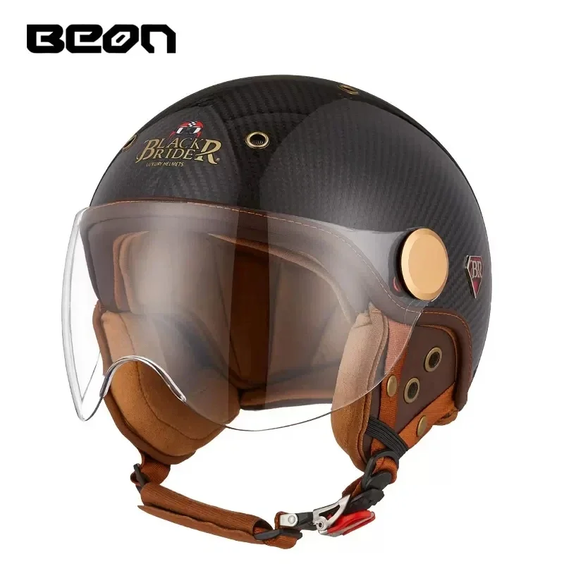 Vintage Open Face Retro Helmet - BEON BR13 Retro Açık Yüz Yarım