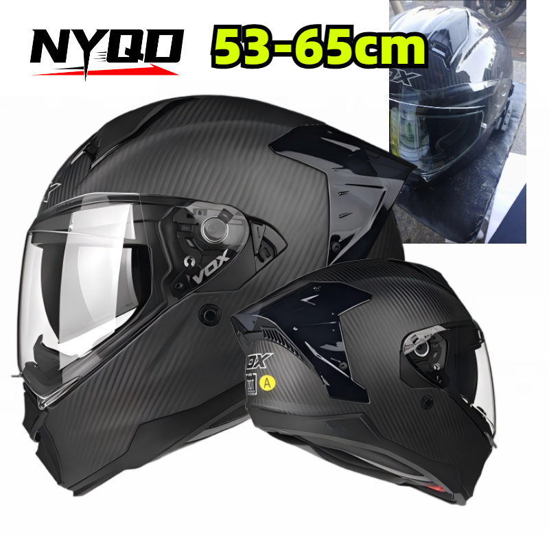 Dual Visor Motorcycle Racing Helmet - Karbon Fiber Tam Yüz Motosiklet Kaskı