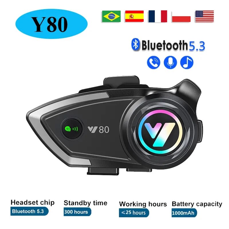Full Face Motorcycle Helmet With Bluetooth - Y80 motosiklet kask Bluetooth kulaklık kablosuz