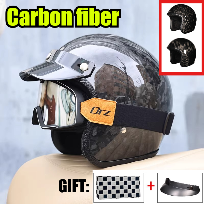 Carbon Fiber Lightweight Motorcycle Helmet - 2026 Karbon Fiber Vintage Kask Motosiklet