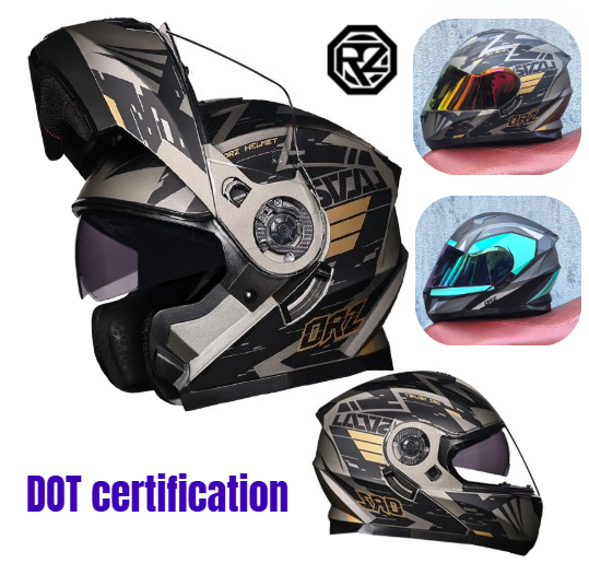 Dual Visor Motorcycle Racing Helmet - Orz Tam Yüz Çift Vizör Motosiklet