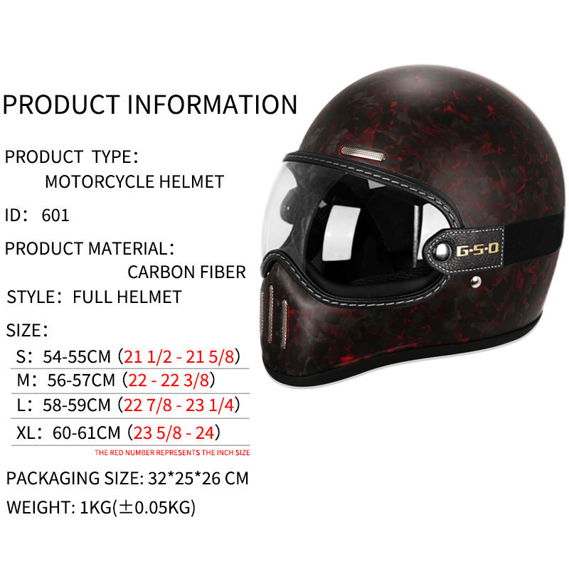 Yeni Retro Karbon Fiber Tam Yü - Carbon Fiber Lightweight Motorcycle Helmet incelemesi ve fiyatı