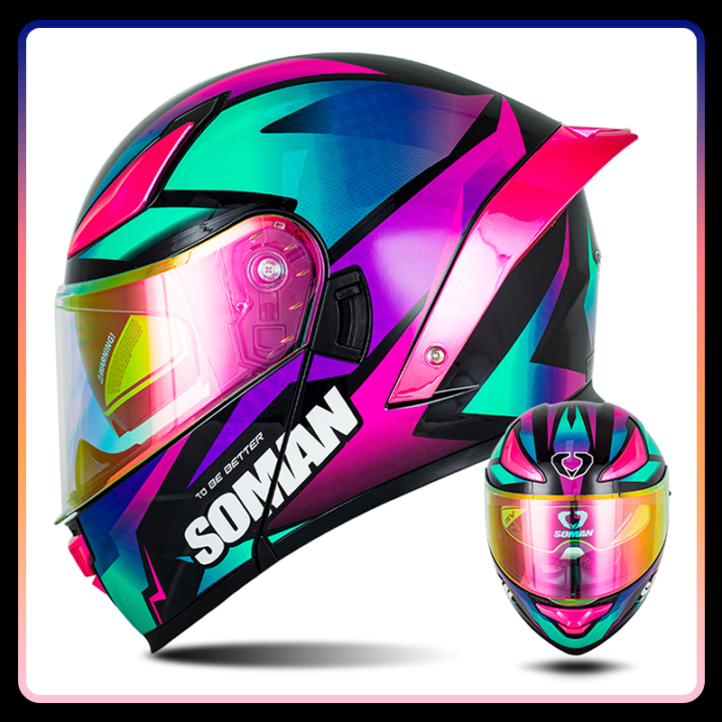 Erkek Motosiklet Kaskı Çift Vi - Modular Flip Up Motorcycle Helmet Dot Approved incelemesi ve fiyatı