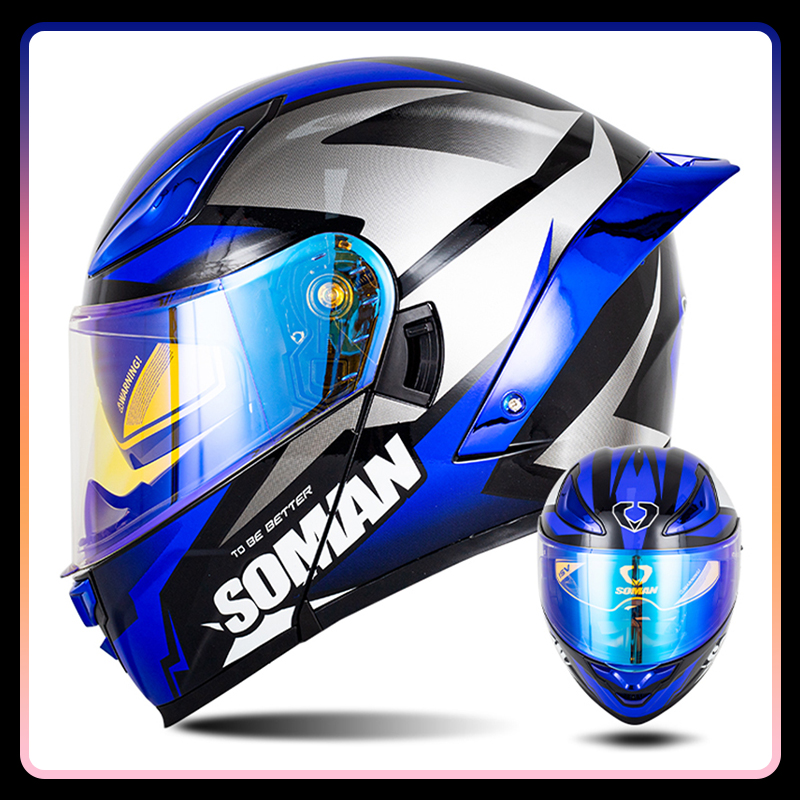 Erkek Motosiklet Kaskı Çift Vi - Modular Flip Up Motorcycle Helmet Dot Approved incelemesi ve fiyatı