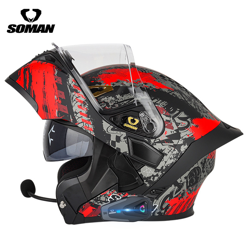 SOMAN Flip Up Motosiklet Kaskı - Dual Visor Motorcycle Racing Helmet incelemesi ve fiyatı